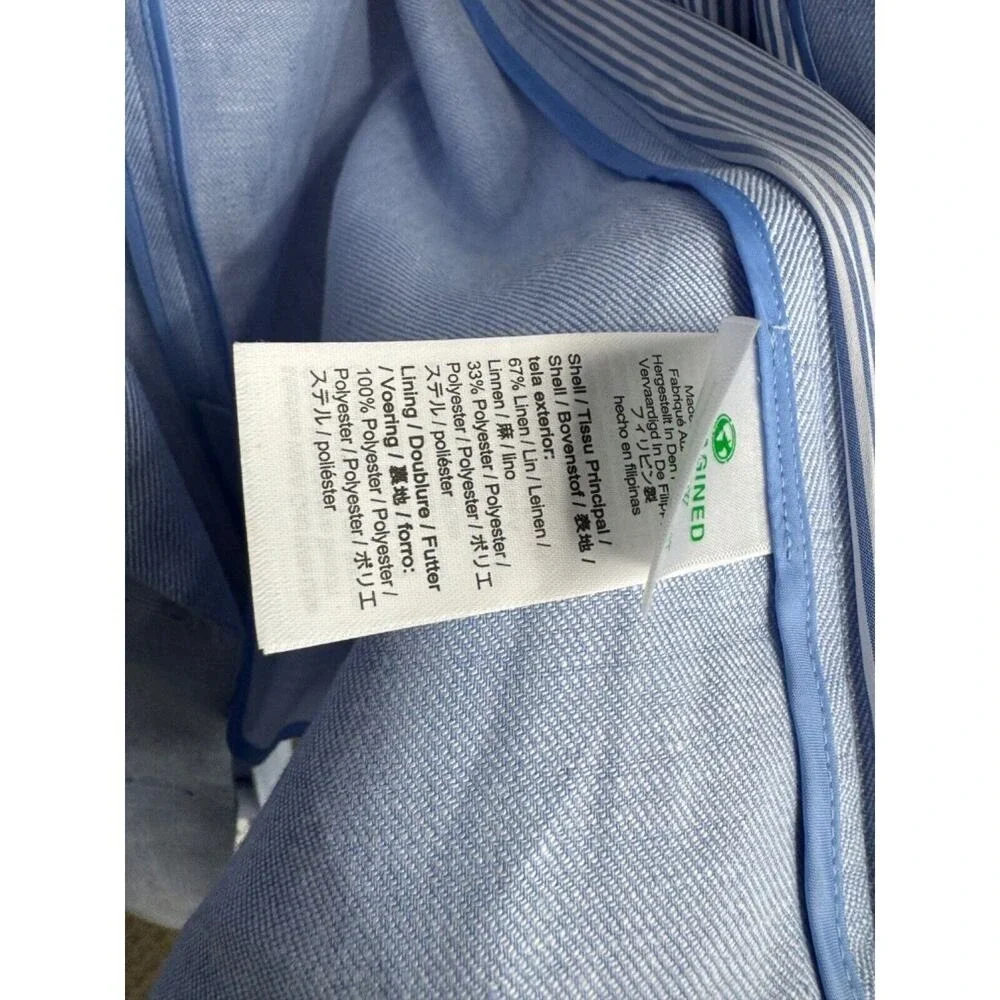 J. Crew Women's Blue Stretch Linen Blend Long Sleeve Bristol Blazer Size 18